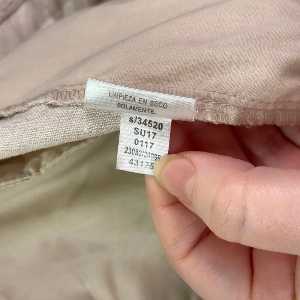 Tasso Elba Island Pant Mens 38x30 Beige Oatmeal Flat Front Linen Trousers Preppy